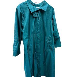 Vintage Petite London Fog Trench Coat With Removable Lining Emerald Green